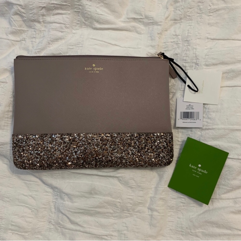 Kate Spade Leather Glitter Gia Greta Clutch
